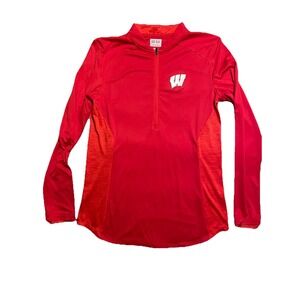 Box Seat Women's Wisconsin Badgers Red Pullover Quarter Zip Medium